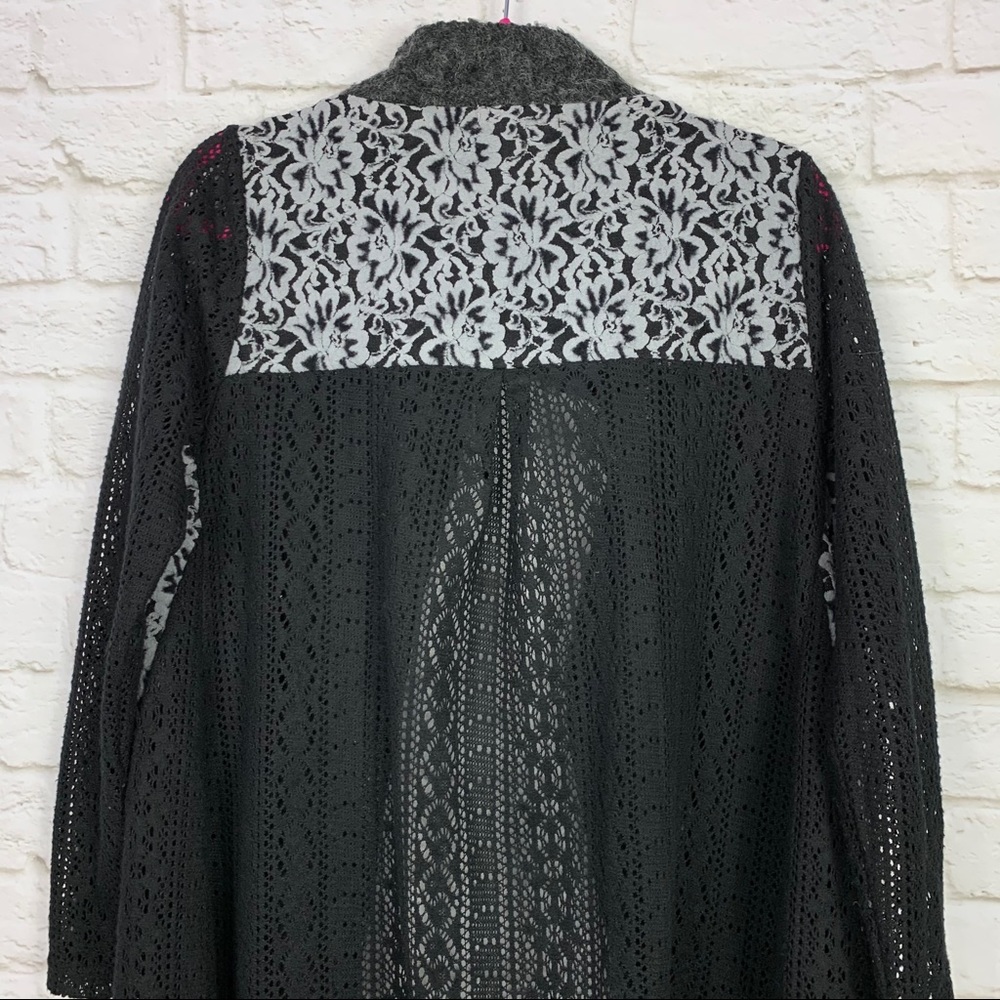 Areve Boho Mixed Media Open Front Cardigan Sweater - image 6